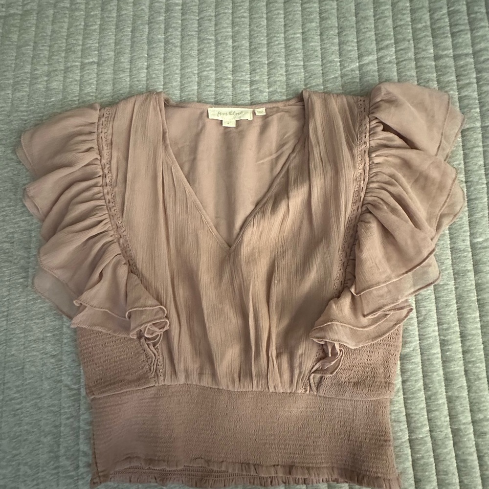 Anthropologie forever that girl Ruffled Blouse in Mauve